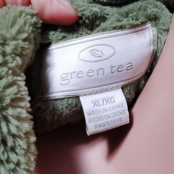 GreenTea Olive Green Velour Zip Up Jacket - Picture 8 of 9